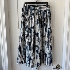Simply Vera Vera Wang Boho Tie Dye Midi Skirt Navy White Elastic Waist Size S